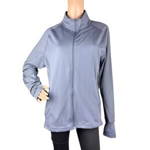 Leg3nd XL Gray Performance Jacket Full Zip Thumb Hole Mock Neck Athletic Top NWT